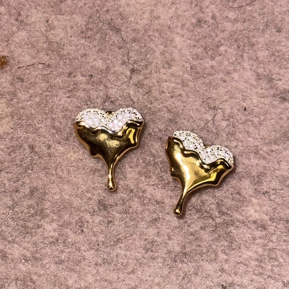 Marie June Dripping Ear Pave Gold Stud Earrings, NWOT - Picture 3 of 5